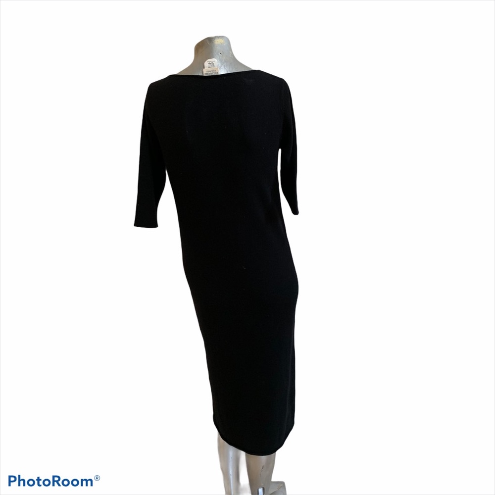 Vintage 100% Cashmere Black Maxi Dress with black lace - Picture 2 of 4